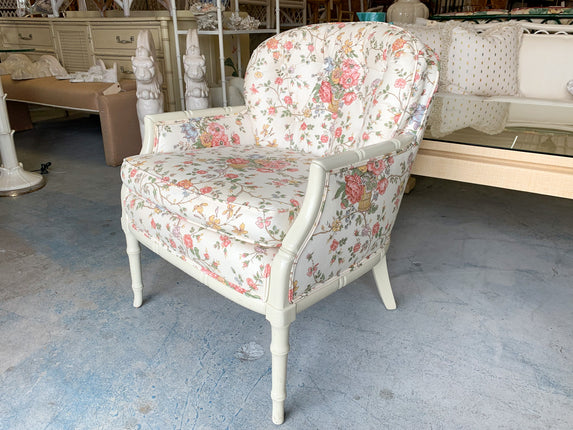 Upholstered Faux Bamboo Occasional Chair