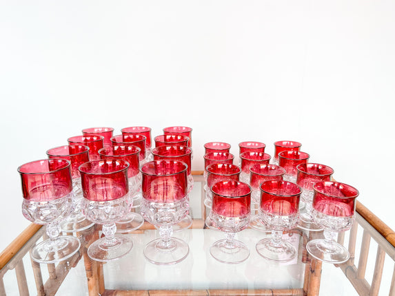 Ruby Red 1960s Kings Crown Glassware Set