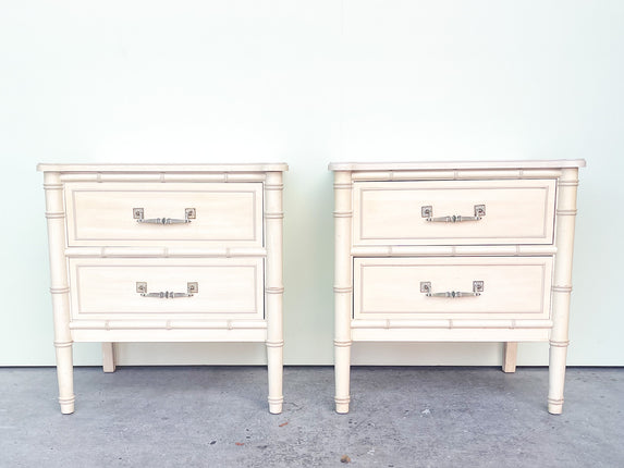 Pair of Henry Link Faux Bamboo Nightstands