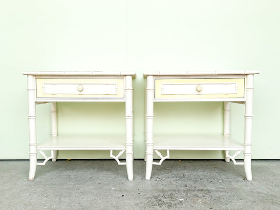 Pair of Thomasville Faux Bamboo Nightstands