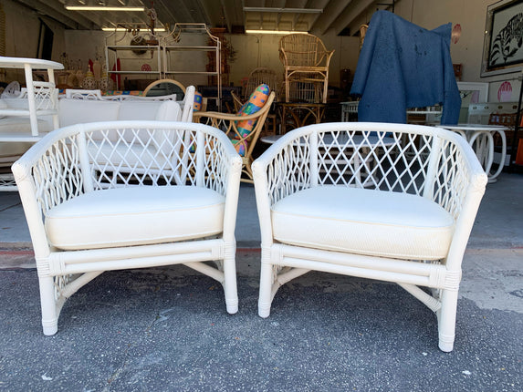 Pair of Ficks Reed Diamond Back Lounge Chairs