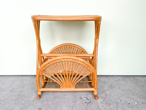Rattan Sunburst Magazine Side Table