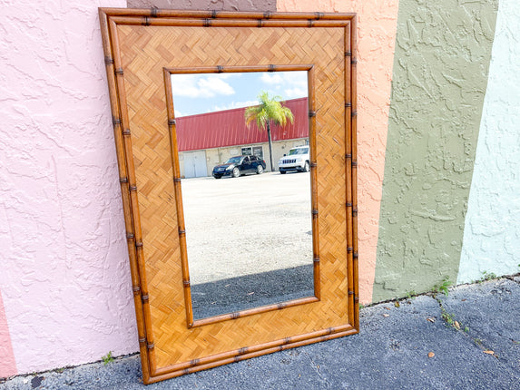 Faux Bamboo Rattan Mirror