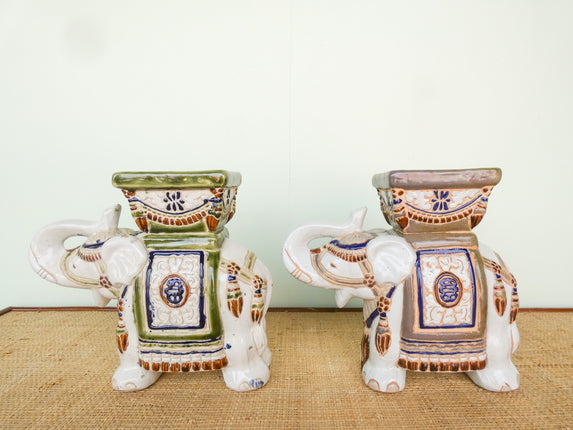 Pair of Ceramic Elephant Cachepots