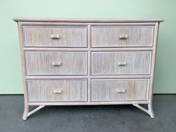 White Washed Split Bamboo Chest