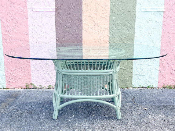 Seafoam Rattan Dining Table