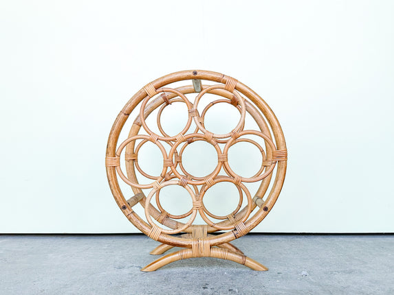 Round Rattan Wine Rack