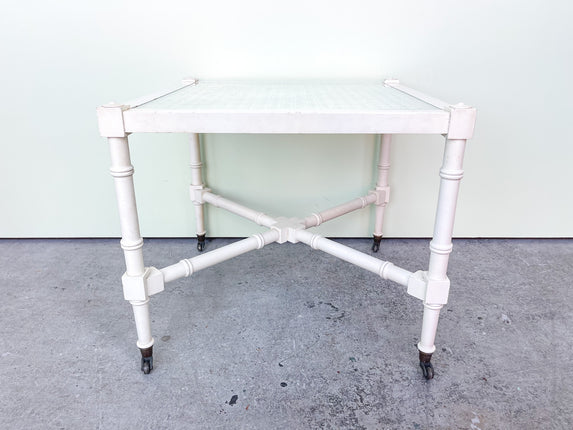 Cane and Faux Bamboo End Table