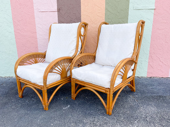 Pair of Islandy Rattan Lounge Chairs