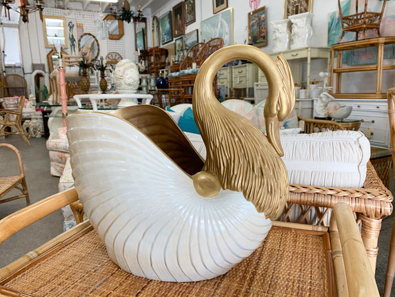 Italian Gold Swan Cachepot