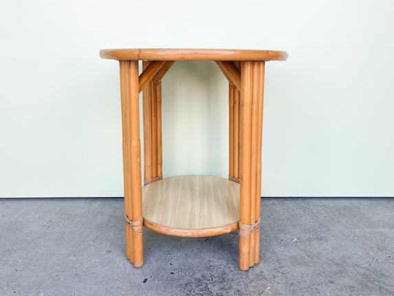 Cute Round Two Tier Rattan Side Table