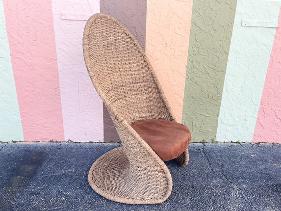 Island Chic Woven Rattan High Back Chair