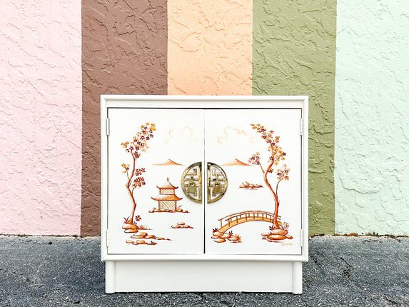 Hand Painted Chinoiserie Oversized Nightstand