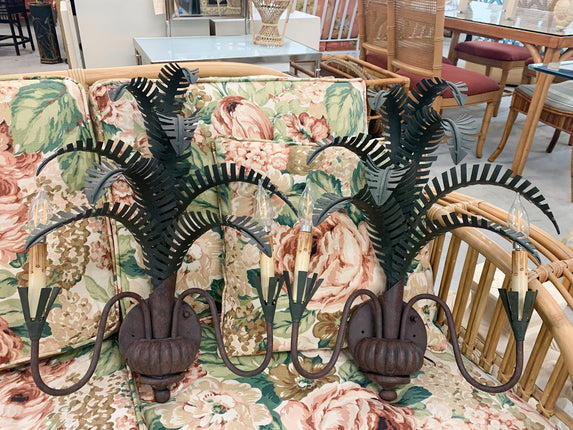 Pair off Curry and Company Palm Sconces