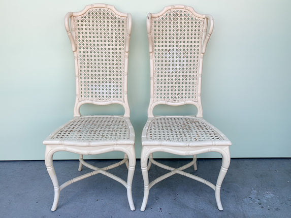 Pair of Faux Bamboo and Cane Chairs