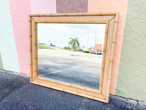 Faux Bamboo and Seagrass Mirror