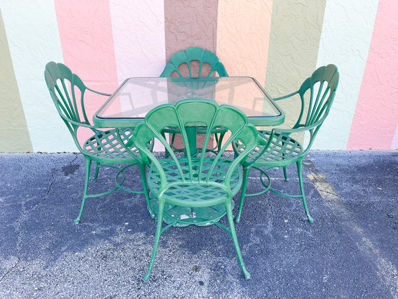 Brown Jordan Scalloped Four Top Table and Chairs