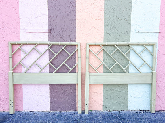 Pair of Faux Bamboo Chippendale Twin Headboards