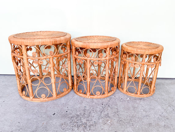 Set of Three Fiddlehead Side Tables