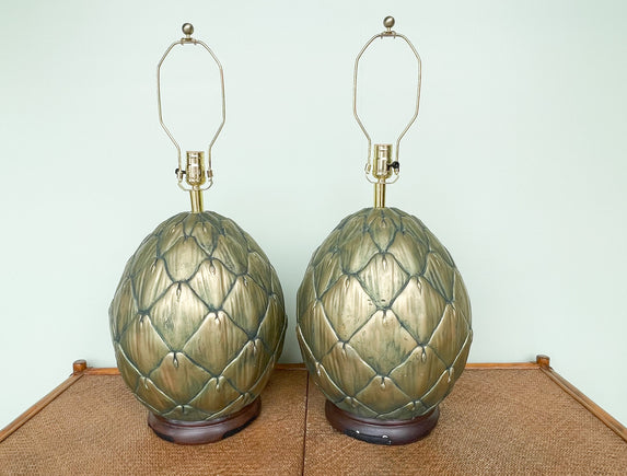 Pair of Large Artichoke Lamps