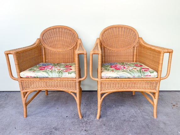 Pair of Wicker Chic Arm Chairs