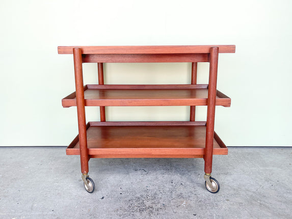 MCM Danish Three Tier Bar Cart with Removable Trays
