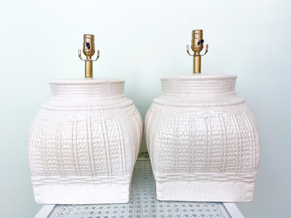 Pair of Ceramic Basket Lamps
