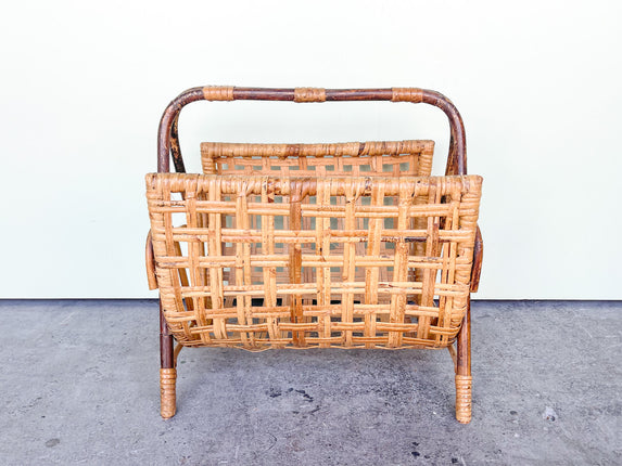 Woven Rattan Magazine Rack