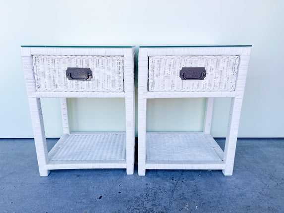 Pair of Sweet Wicker Nightstands