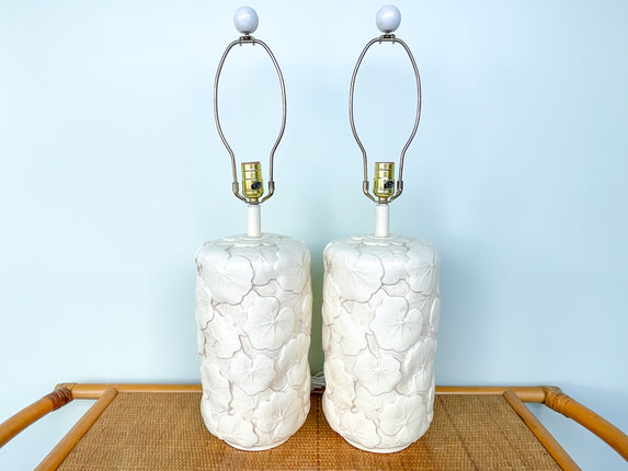 Pair of Plaster Seagrape Lamps