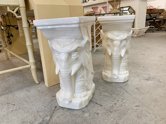 Pair of Ceramic Elephant Planters