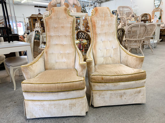 Pair of Hollywood Regency High Back Chairs