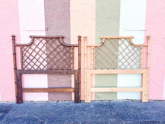 Pair of Ficks Reed Rattan Pagoda Twin Headboards