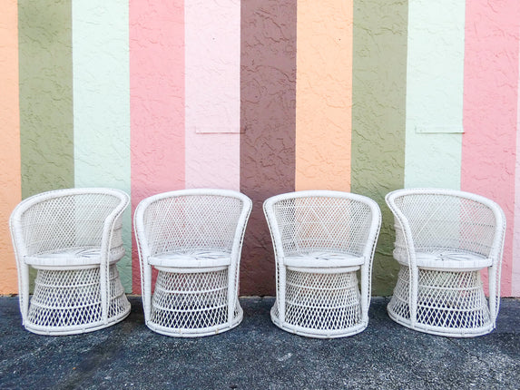 Set of Four Coastal Buri Rattan Chairs