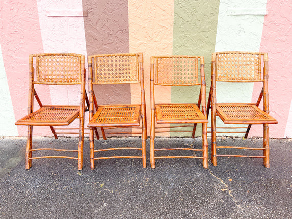 Set of Four Bamboo Folding Chairs