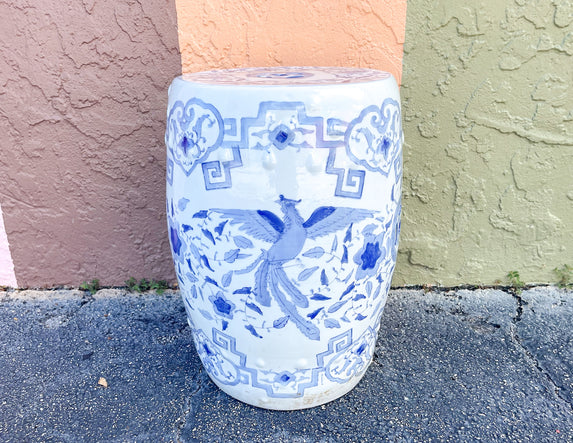 Blue and White Garden Seat