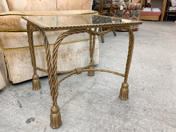 Hollywood Regency Brass Tassel End Table