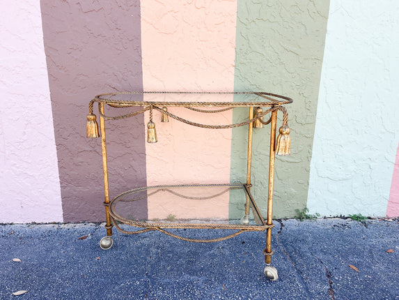 Hollywood Regency Tassel Bar Cart