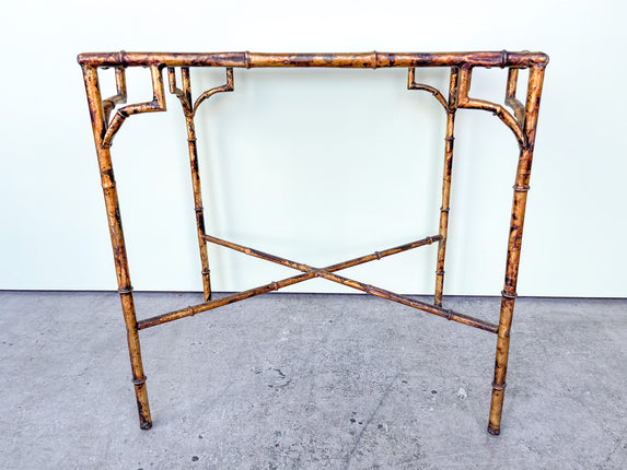 Faux Bamboo Gold Gilt Chippendale Side Table