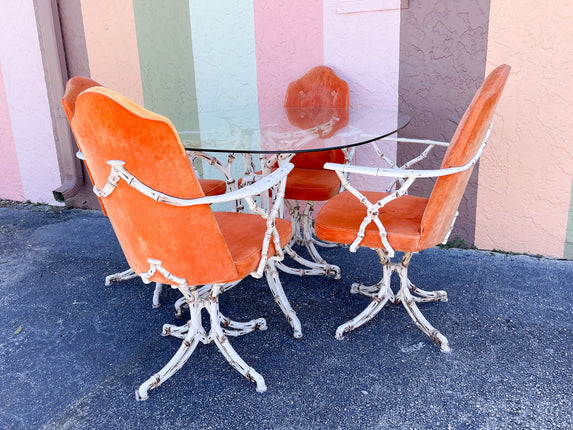 Metal Faux Bamboo Dining Set