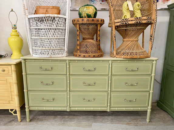 Green Faux Bamboo Dresser