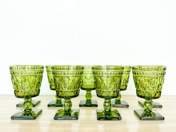 Set of Eight Gorg Green Goblets