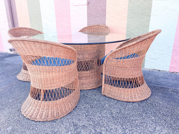 Wicker Chic Dining Table and Chairs