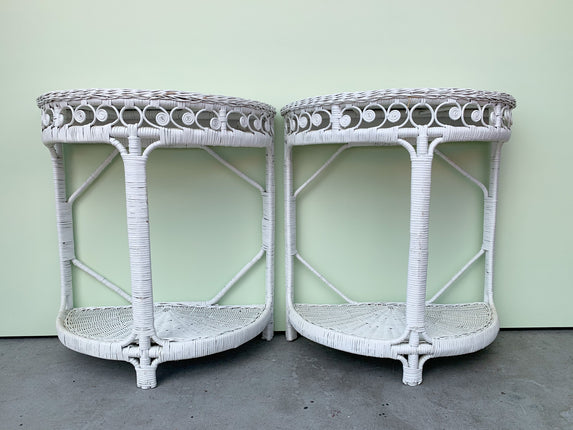 Pair of Fiddlehead Demilune Tables