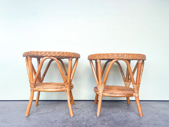 Pair of Wicker Side Tables
