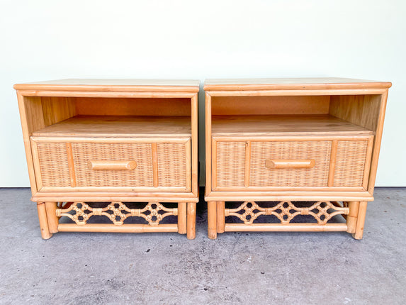 Pair of Island Style Rattan Nightstands