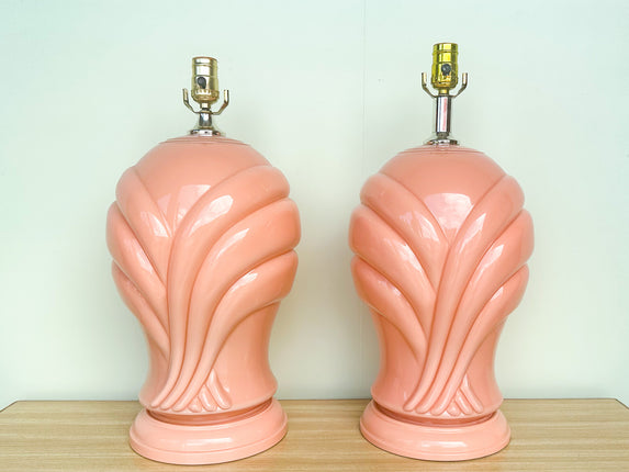 Pair of Pink Chic Glass Lamps