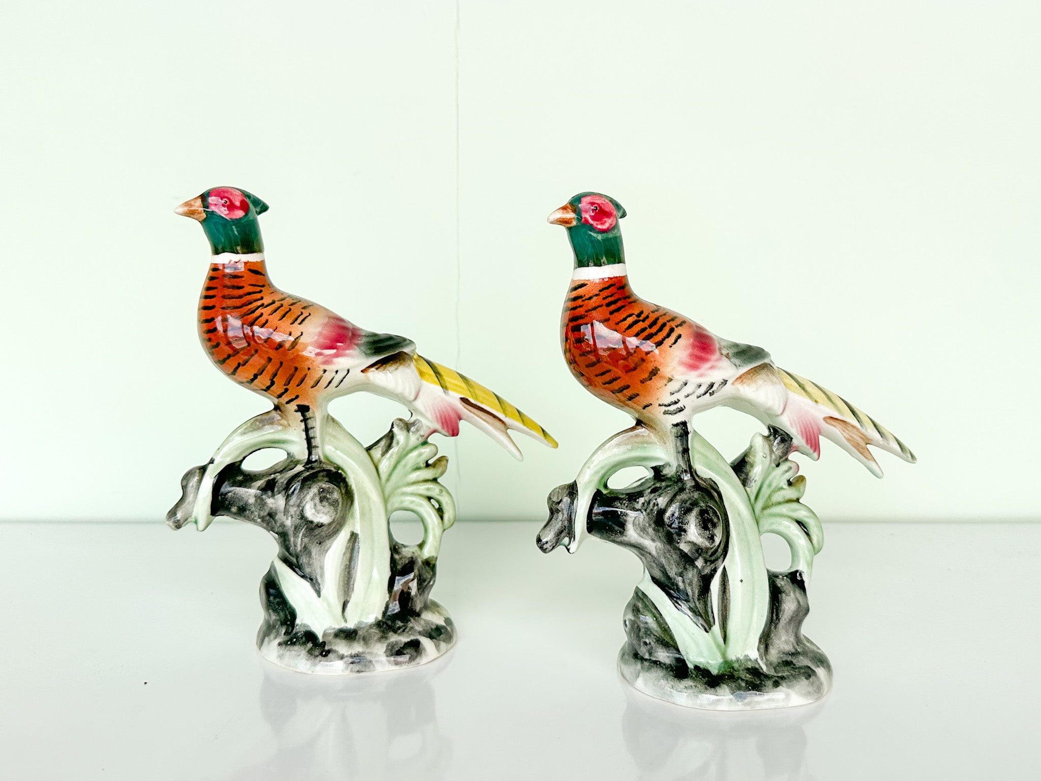 Vintage Ceramic factory Pheasants Sculpture