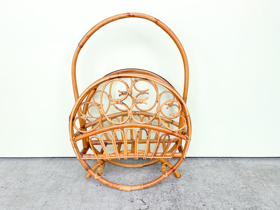 Large Bent Rattan Magazine Rack