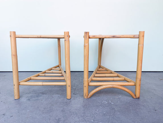 Pair of Old Florida Triangle Side Tables